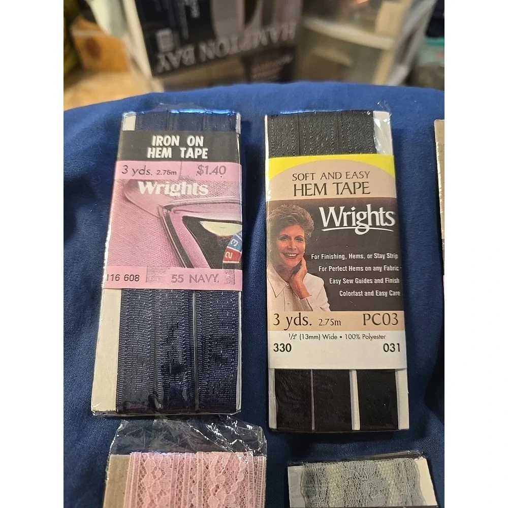 6 Pack Hem Tape Lot – Assorted Colors & Styles None Sealed All Used Lace & Solid